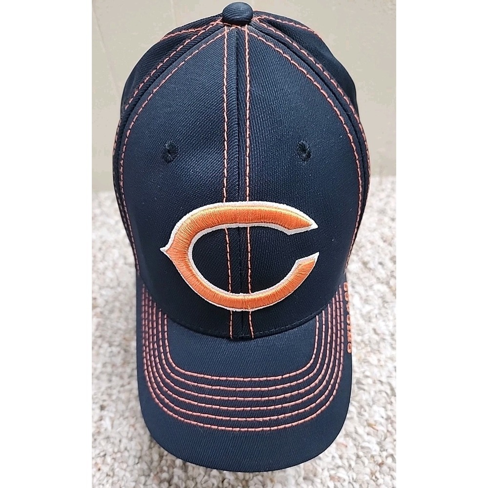 NFL Chicago Bears Hat OTS Stretch Fit Embroidered Navy Orange Cap Mens M-L
